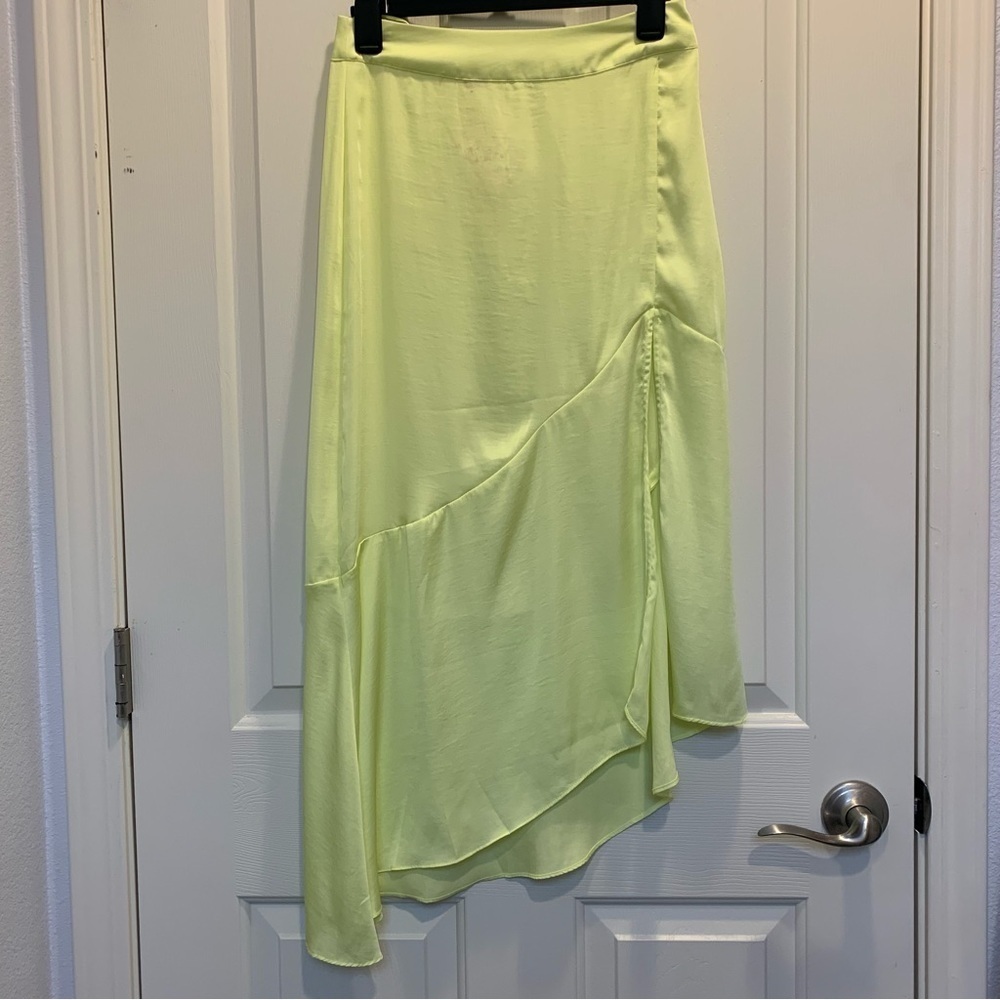 NWT Free People Lola asymmetrical skirt slit in Lemon Electric size 4 - Picture 2 of 13